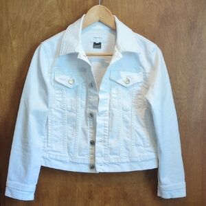 Current/Elliott The Baby Trucker Denim Jacket In Sugar Size 2